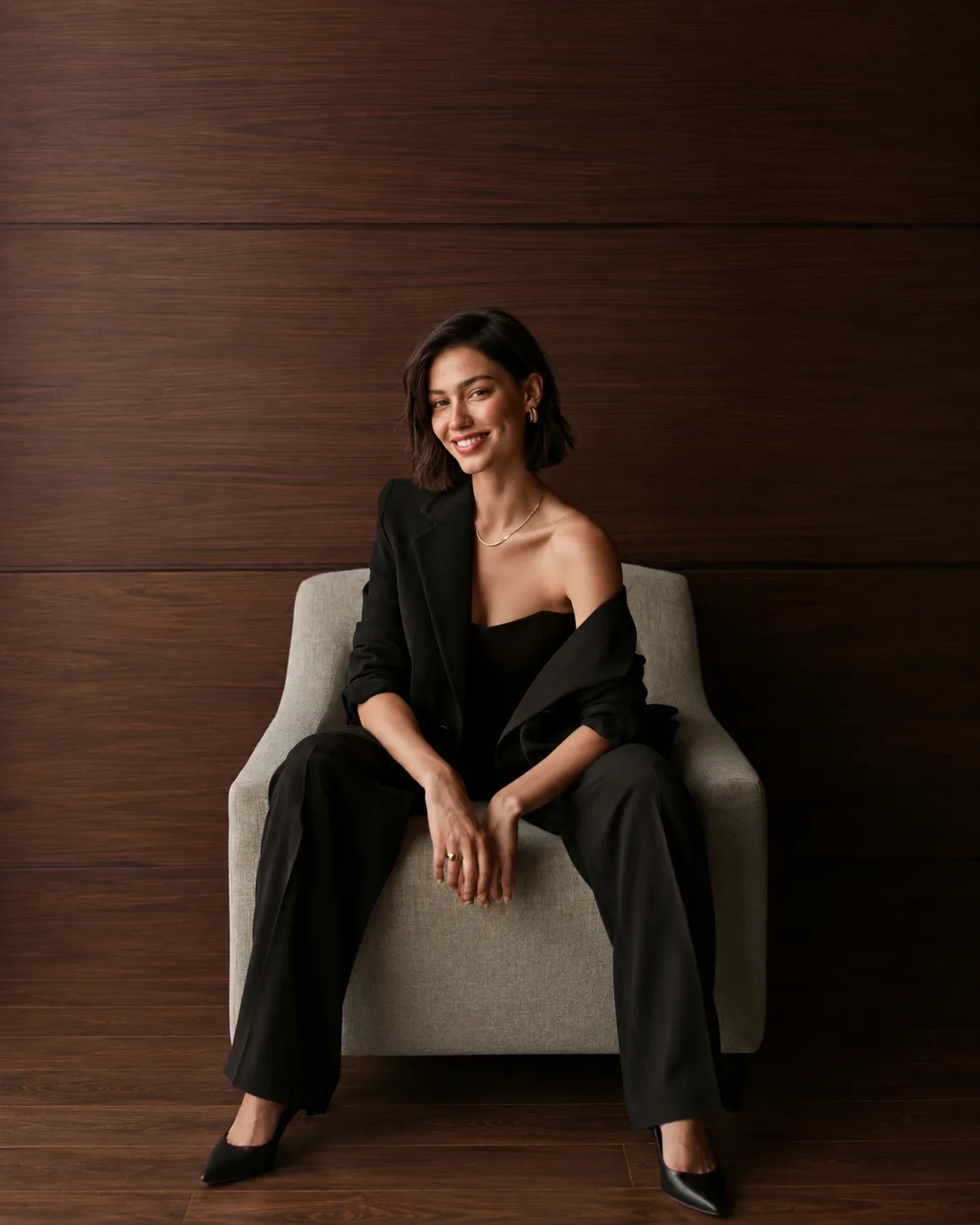 Luminary Avery, business coach, seated in a chair